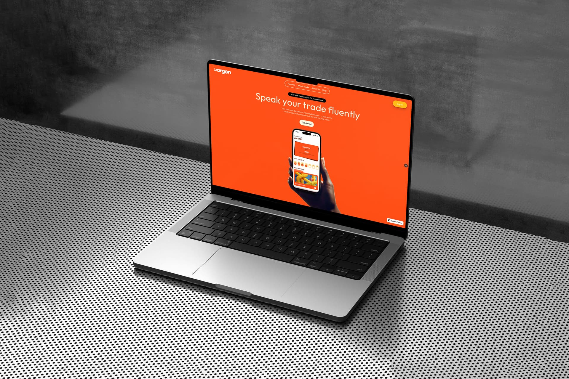 Jargon informational website on laptop