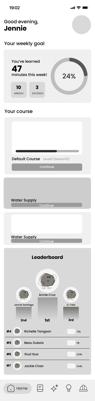 Low-fidelity wireframe — Portfolio Jargon Low-fi Home
