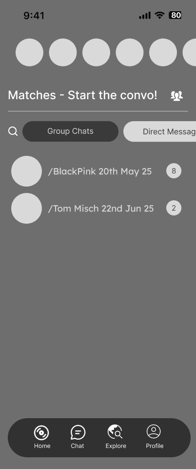 Low-fidelity wireframe — Portfolio Linko Low-fi Chat