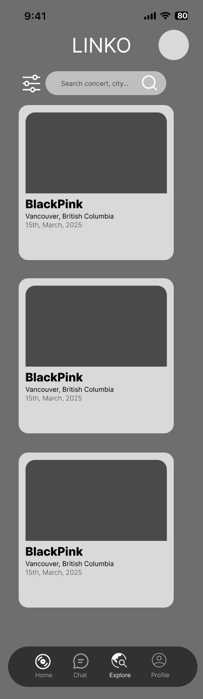 Low-fidelity wireframe — Portfolio Linko Low-fi Explore01