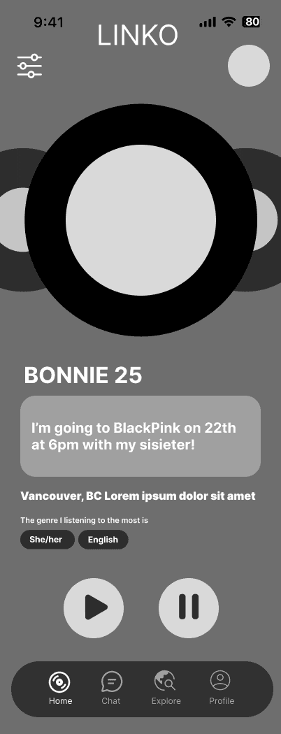 Low-fidelity wireframe — Portfolio Linko Low-fi Matching